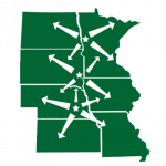 Sprenger Midwest Wholesale Lumber Distribution Map Servicing North Dakota, Minnesota, South Dakota, Nebraska, Kansas, Iowa and Missouri.